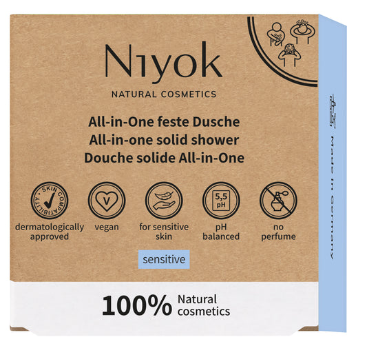 Niyok All in 1 solid shower bar sensitive, 80g