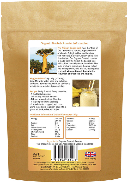 Greens Large Organic Baobab Powder 200gm