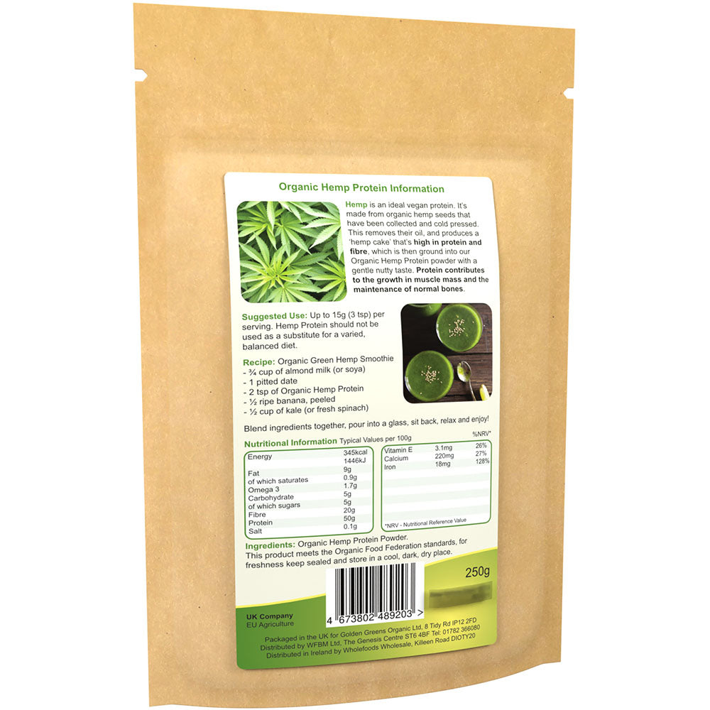 Golden Greens Organic Hemp Protein Powder 250gm