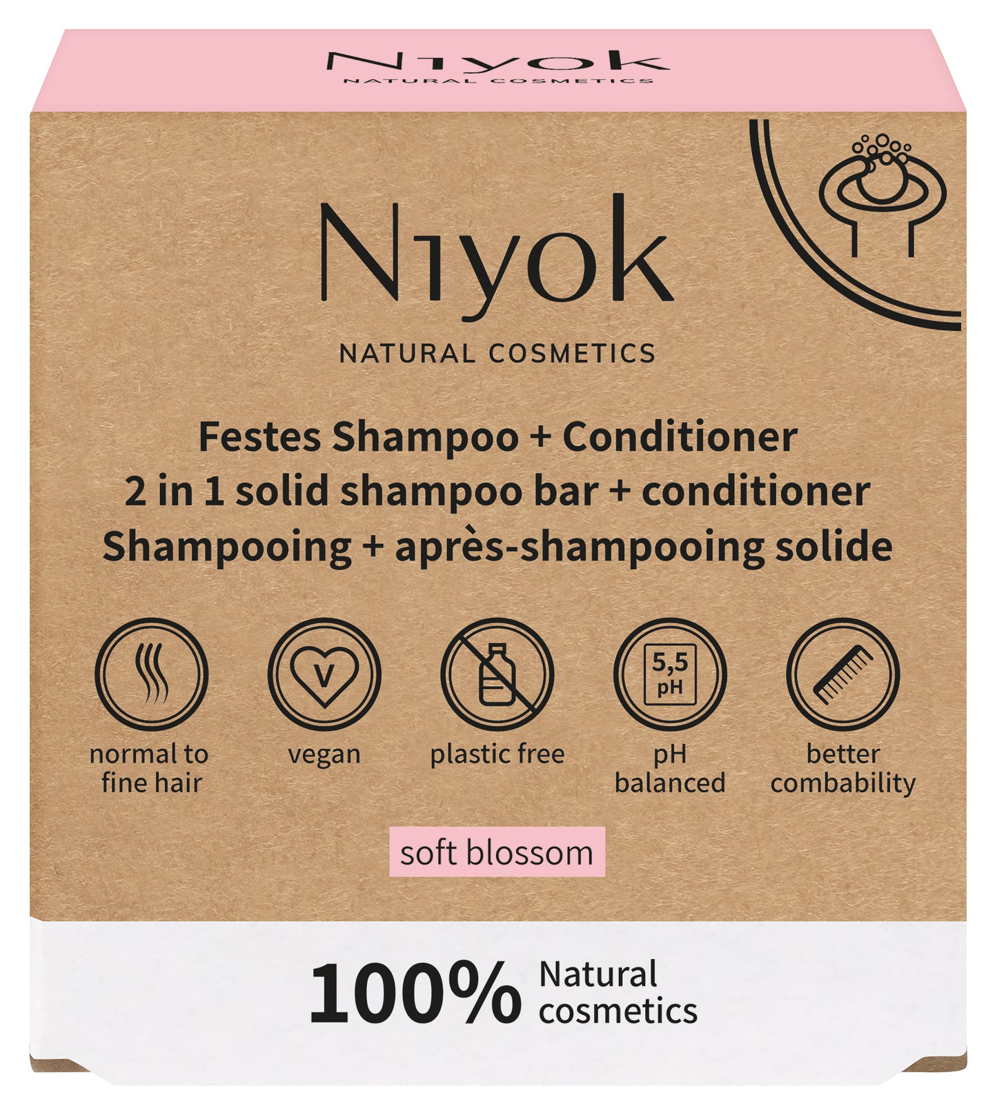 Niyok Solid shampoo bar + conditioner, 80g