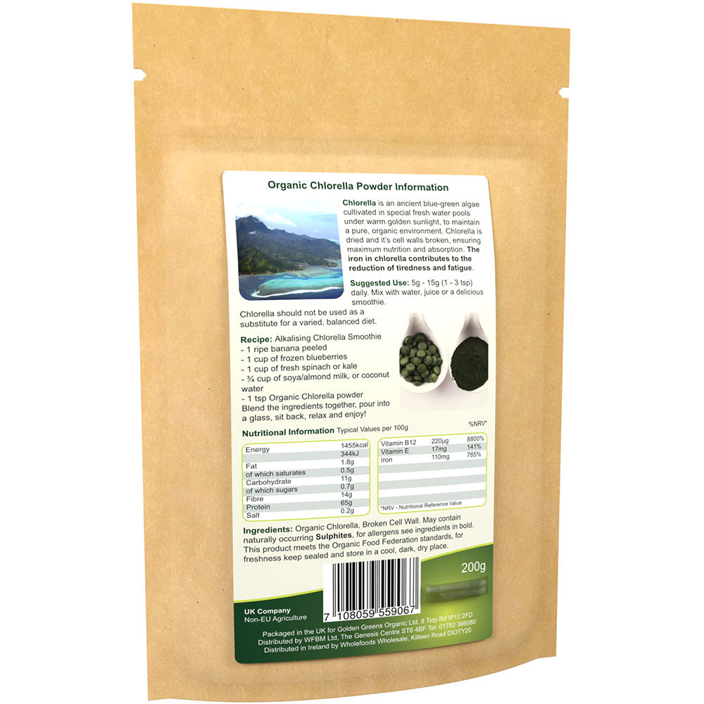 Golden Greens Organic Chlorella Powder 200gm Large