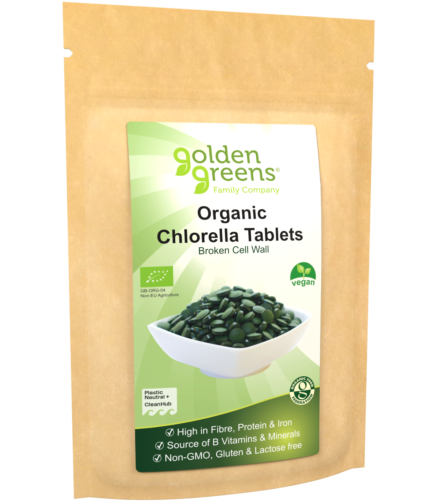 Golden Greens Organic Chlorella Tablets 250 pack size