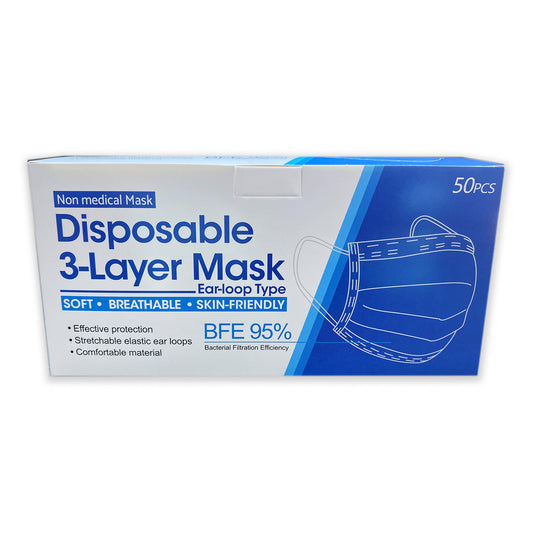 3 ply non surgical masks x 50