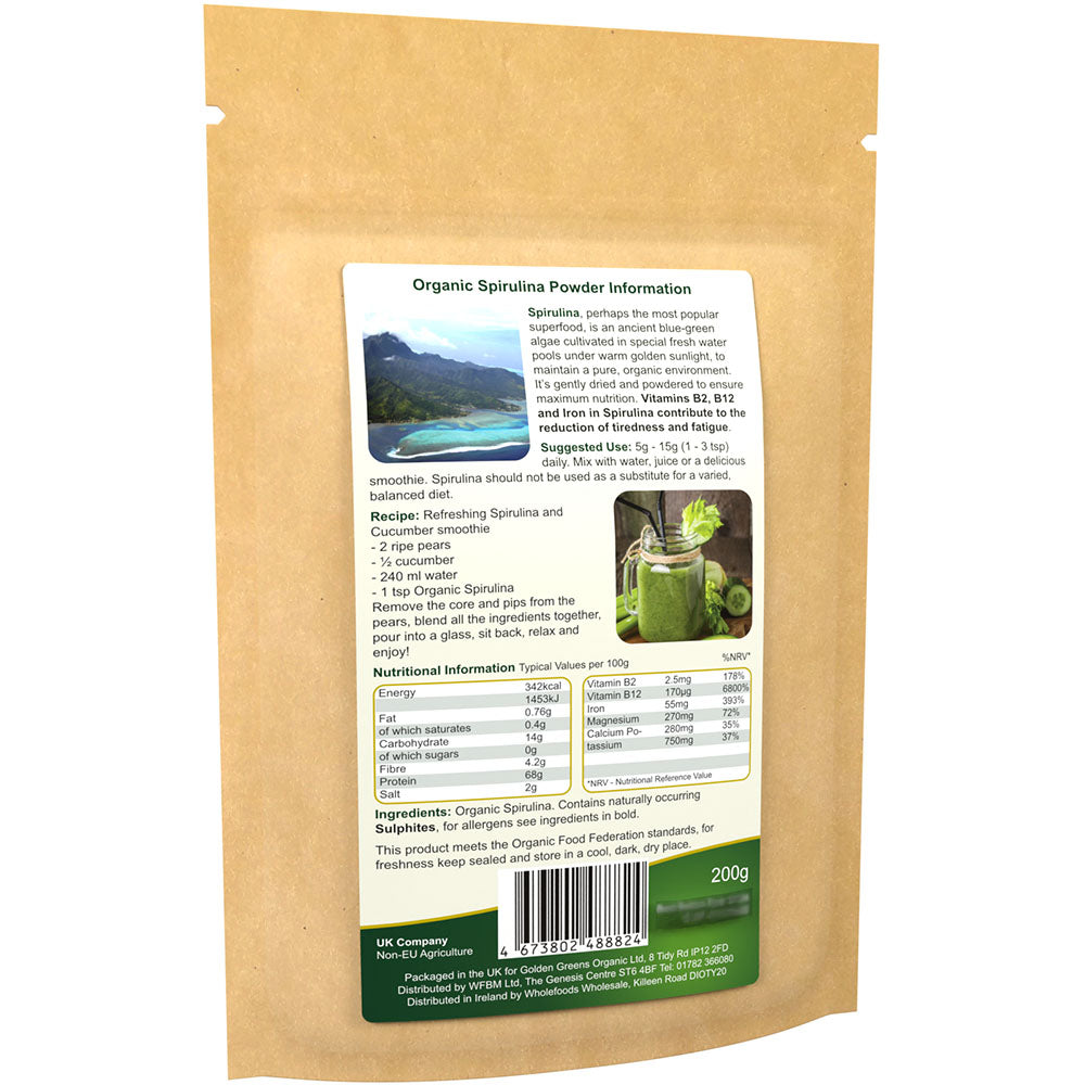 Golden Greens Organic Spirulina Powder 200gm