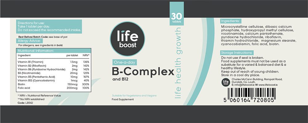 Life Boost One A Day Vitamin B Complex with B12 (30 Tablets)