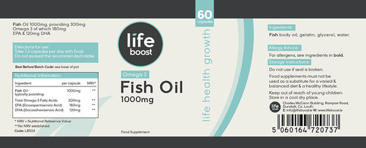 Life Boost Omega-3 Fish Oil 1000mg (60 Capsules)