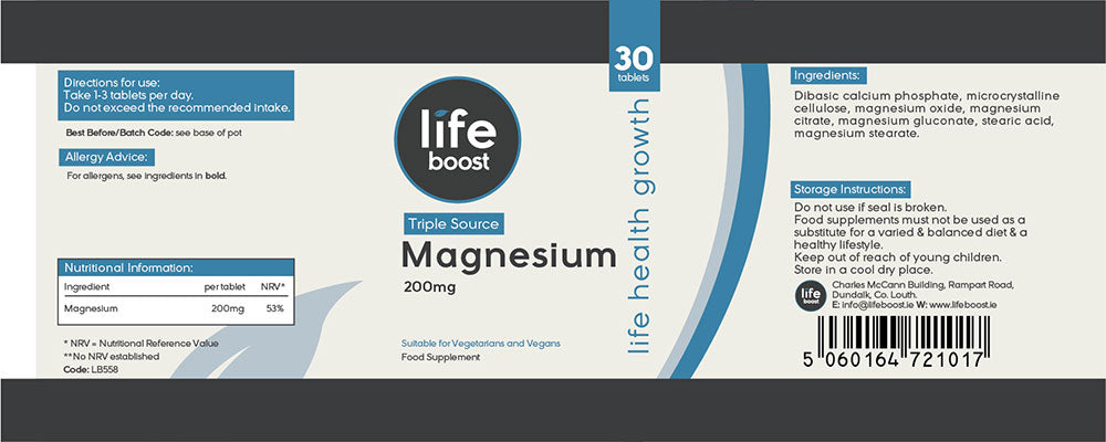 Life Boost Magnesium 200mg (30 Tablets)