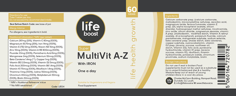 Life Boost Super Multivit with Iron A - Z (60 Tablets)