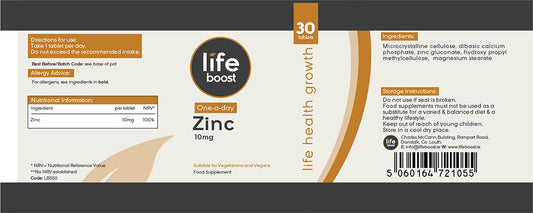 Life Boost One A Day Zinc 10mg (30 Tablets)